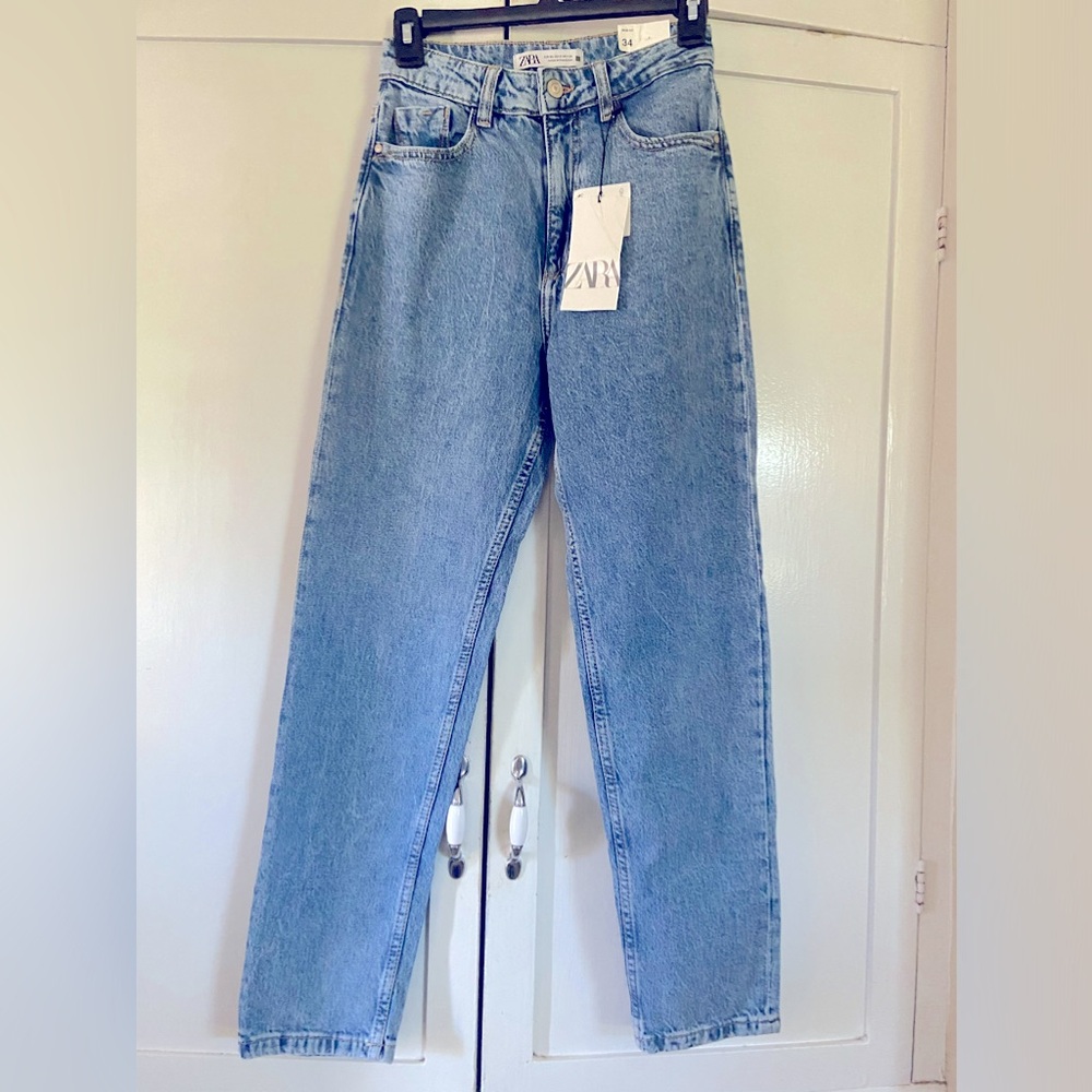 Zara Light Blue Straight Leg Jeans